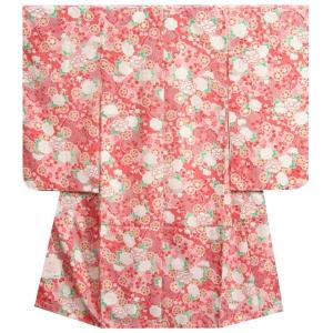 七五三 着物 7歳 女の子 リョウコキクチ RKブランド 四つ身着物 ピンク色地 桜 雪輪 桜地紋　