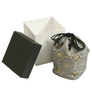 七五三 男の子 きんちゃく グレー地金華紋柄 織生地 ポリエステル生地  5歳、3歳 日本製