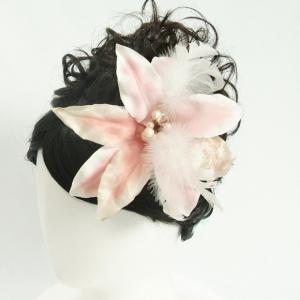 髪飾り　成人式　振袖　七五三着物　卒業袴　ドレスにも使えます　ピンクホワイトハイビスカス　コームタイプ　日本製