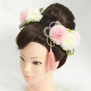 髪飾り　成人式　振袖　七五三着物　卒業袴　ドレスにも使えます　白　ピンク　3点セット　コーム・ピンタイプ　日本製