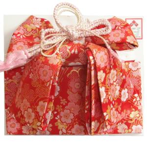  七五三 7歳着物用 祝い帯 作り帯 女の子 赤地 三色桜柄 桐生織生地 飾り紐付き 大サイズ 日本製 