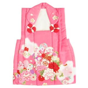 被布 着物 3歳 濃ピンク 捻り梅 牡丹 七五三 ひな祭り お正月 桜地紋生地