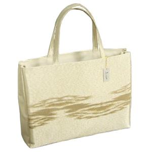 金襴バッグ 和洋兼用 礼装及びカジュアルスタイルのサブバッグ ゴールド 横型 手提げタイプ 霞文様 日本製