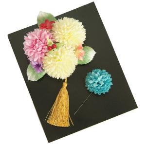 髪飾り　成人式　振袖　七五三着物　卒業袴　ピンク、白　牡丹菊　コーム・ピンタイプ　2点セット　手染め　日本製