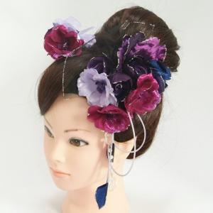 髪飾り　成人式　振袖　七五三着物　卒業袴　ドレスにも使えます　2個タイプ　パープル　ブルー　コーム・ピンタイプ　日本製