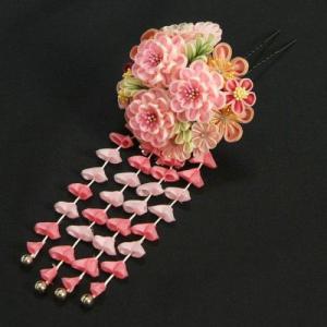 髪飾り　成人式　振袖　卒業袴　七五三　小菊　ピンク　つまみかんざしピンタイプ　日本製 
