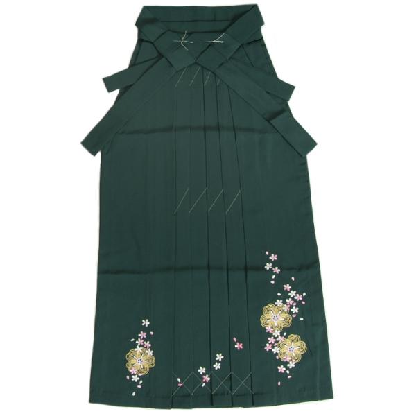 卒業袴 卒業式 袴単品 緑色 陽気な天使 桜輪花びら刺繍使い へら付き 販売品