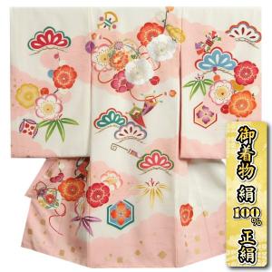 お宮参り 着物 女の子 絹100％ 正絹 赤ちゃん 初着 白地 まり 松竹梅 糊伏せ京友禅 手染め 手描き 丹後産駒無地生地 日本製