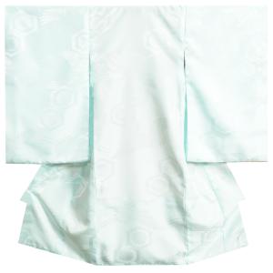 お宮参り着物用長襦袢 水色 男女兼用仕様 つけ袖付き 袷仕立て ポリエステル 地紋生地 日本製