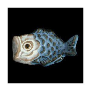 瀬戸赤津焼帯留め飾り おもしろ帯留シリーズ 瀬戸物 陶器 鯉上り 青色