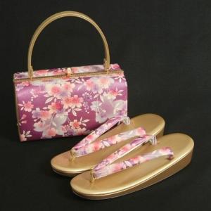 草履バックセット　振袖　訪問着　エンジシルバー　大小桜柄　フリーサイズ　日本製