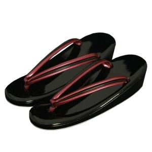 着物草履単品　振袖　訪問着　小紋　黒　重ね鼻緒　一枚芯　M・Lサイズ　日本製