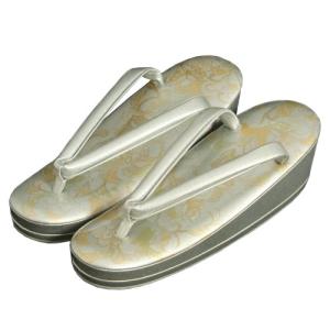 着物草履単品 留袖 訪問着 振袖 シルバー 蔓蔦 本螺鈿 二枚芯 M・Lサイズ 日本製