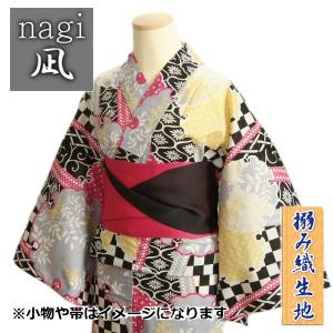 浴衣 ゆかた 凪ブランド 黒色 雪輪有職柄 ゆかたにピッタリな搦み織生地使用 綿１００％