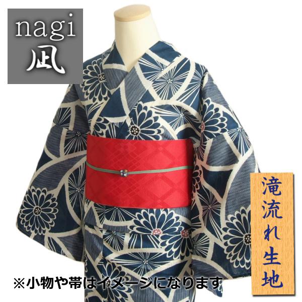 浴衣 ゆかた 凪ブランド 藍紺色 菊華柄 ゆかたにピッタリな滝流れ生地使用 綿１００％