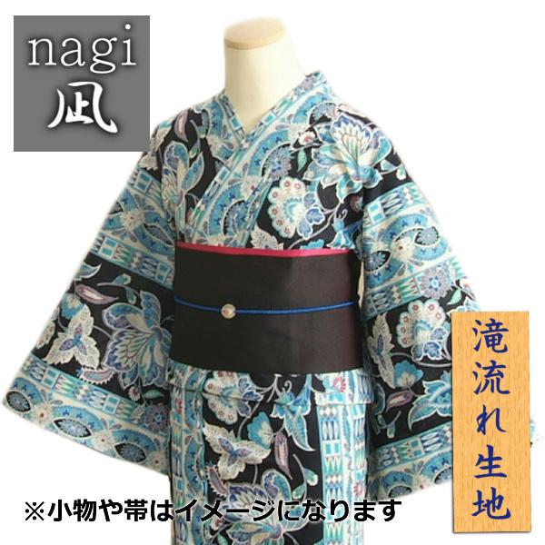 浴衣 ゆかた 凪ブランド 藍紺色 更紗柄 ゆかたにピッタリな滝流れ生地使用 綿１００％