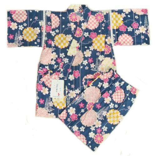 子供 甚平 女の子 キッズサイズ ここちブランド 紺地 雪輪 90cm 100cm 110cm 12...