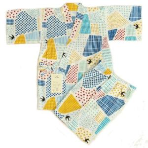 子供 甚平 男の子 キッズサイズ ここちブランド モダン配色 燕柄 90cm 100cm 110cm 120cm