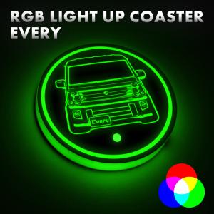エブリイ 7色 自動発光 RGB LEDコースター 丸型 USB充電(印刷)｜doresuup