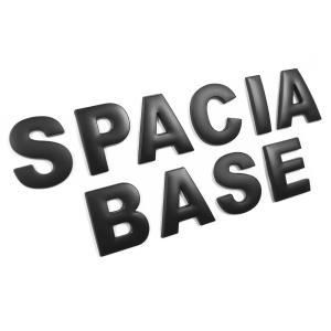 3D アルファベット エンブレム SPACIA BASE スペーシアベース ロゴ マットブラック 金属製 ステッカー フォント デカール｜doresuup