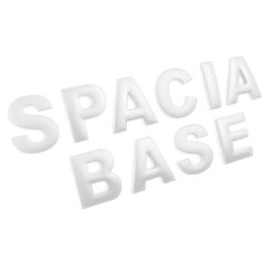 3D アルファベット エンブレム SPACIA BASE スペーシアベース ロゴ マットホワイト 金属製 ステッカー フォント デカール｜doresuup