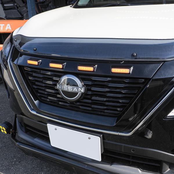 (5月上旬予約) エクストレイル T33 LED グリルマーカー ボンネット フロントノーズ アッパ...