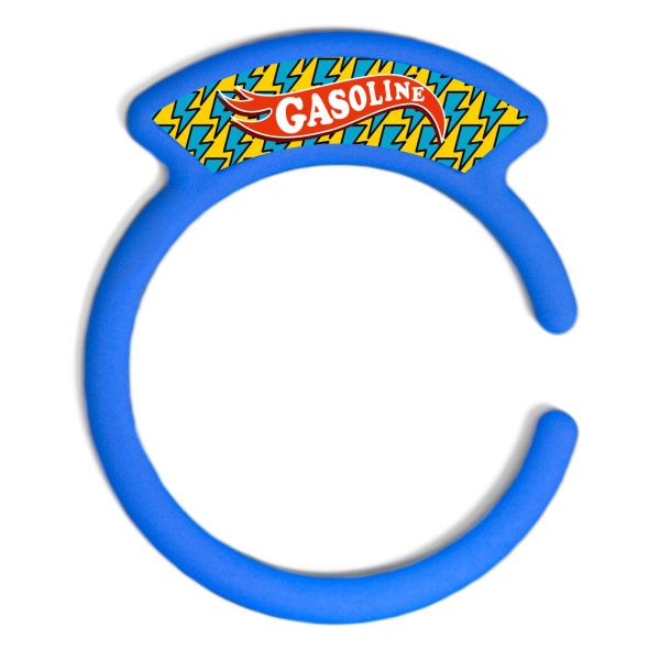 汎用品 ガソリンキャップリング フューエルキャップカバー 給油口リング ブルー ガソリンロゴ 稲妻(...