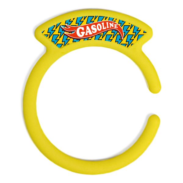 汎用品 ガソリンキャップリング フューエルキャップカバー 給油口リング イエロー ガソリンロゴ 稲妻...