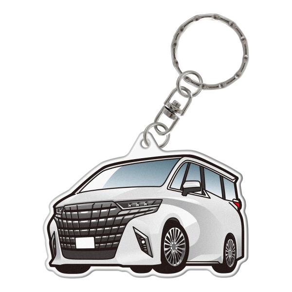 アルファード 40系 アクリル キーホルダー デフォルメ デザインB キーリング 愛車 チャーム パ...