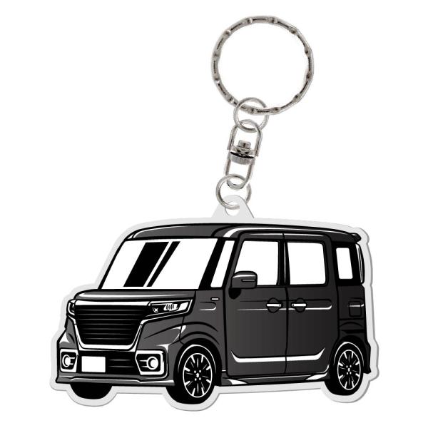 スペーシアカスタム MK53S アクリル キーホルダー デフォルメ デザインB キーリング 愛車 チ...