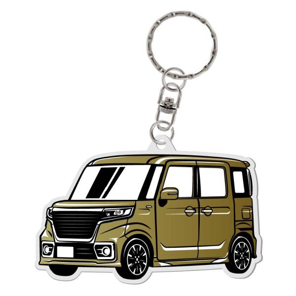 スペーシアカスタム MK53S アクリル キーホルダー デフォルメ デザインE キーリング 愛車 チ...