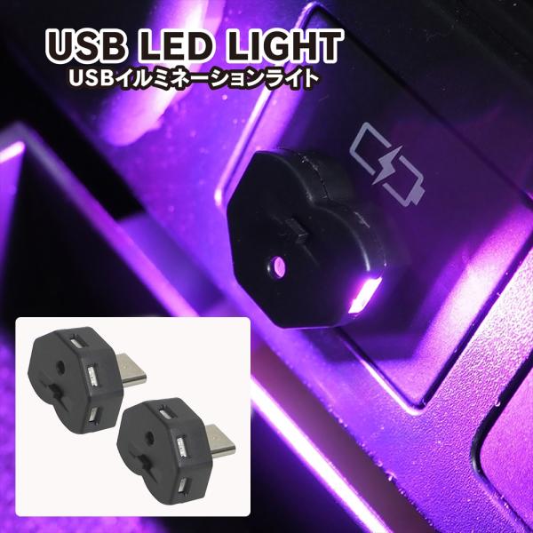 USB Type-C LED イルミネーション ライト 2個セット 8色点灯 光センサー搭載 明るさ...