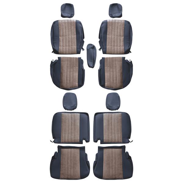 アトレー サンバーバン 700系 シートカバー 全席セット PVCレザー ブラック×ダークブラウン ...