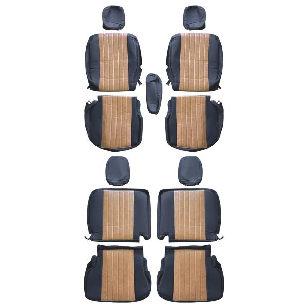 アトレー サンバーバン 700系 シートカバー 全席セット PVCレザー ブラック×ライトブラウン ...