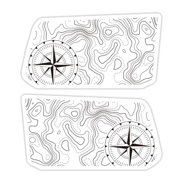 ランドクルーザー 250 リアクォーターウィンドウ ステッカー デカール デザインB トポグラフィー...