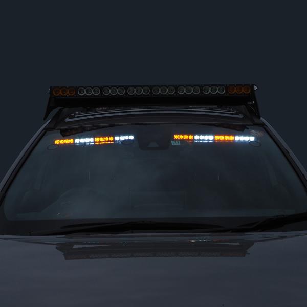 デュアルストロボ LEDライトバー アンバー ホワイト ビーコンライトバー 32LED サンバイザー...