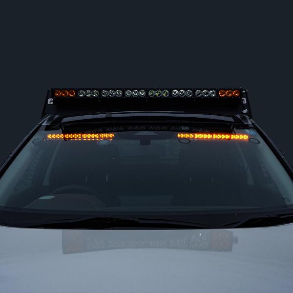 デュアルストロボ LEDライトバー アンバー ビーコンライトバー 32LED サンバイザー ウインド...