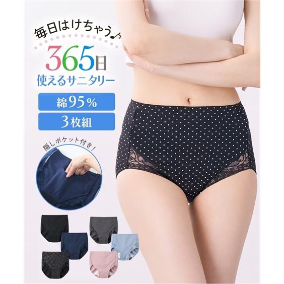 ショーツ 大きいサイズ 【365日使える】抗菌防臭加工 ムレにくい ポケット付 綿混 深ばき サニタ...