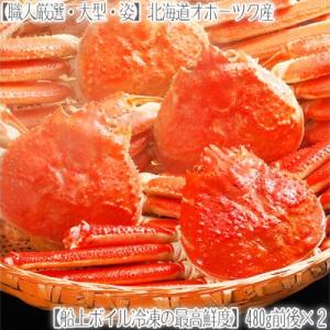 （ズワイガニ 大型 姿）道東オホーツク産 480g前後×2尾（最高級 北海道産 船上ボイル冷凍 ズワイ姿 濃厚 蟹味噌 ボイル済み）