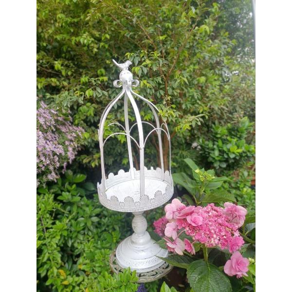 ガーデニング　白　鳥かご　プランターラック　小鳥　鉢台　ヨーロッパ　台　ホワイト　シャビーシック　ア...