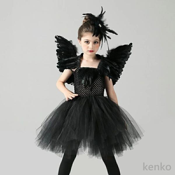 【送料無料】ハロウィン 衣装  黒鳥 子供 コスプレ 魔女 ハロウィンコスチューム キッズ 魔法使い...