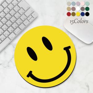 マウスパッド 丸型 ニコちゃん スマイル 丸 くすみ 大型 20×20cm 手首 疲労軽減 マウスパット 大判 PC パソコン 高耐久性 ワイヤレス 硬質 消音 抗菌 日本製