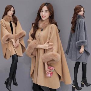 コート レディース ポンチョ ファー エレガント アウター