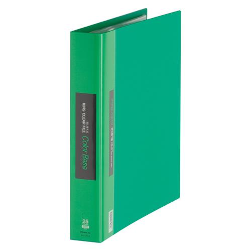 キングジム　クリアーファイル　カラーベース　差し替え式　Ａ４判タテ型　背幅４９ｍｍ・３０穴（緑）