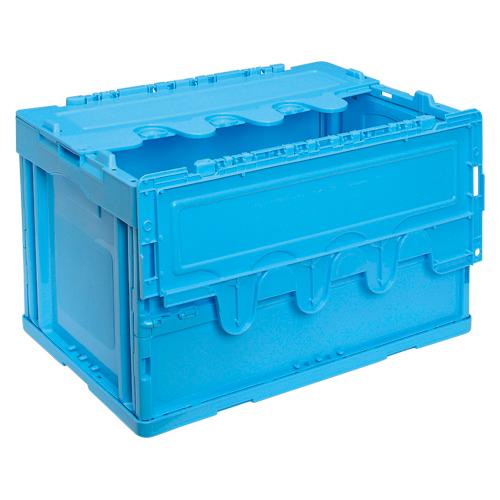 ●岐阜プラスチック工業　折りたたみコンテナー　ＣＦ−Ｓ５１ＮＲ（ブルー）　フタ付き／青　外寸：幅５３...