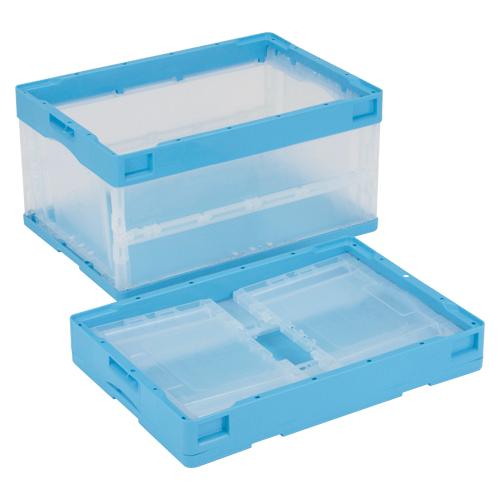 ●岐阜プラスチック工業　折りたたみコンテナー　ＣＢ−Ｓ４１ＮＲ（ブルー透明）　フタなし／透明　外寸：...