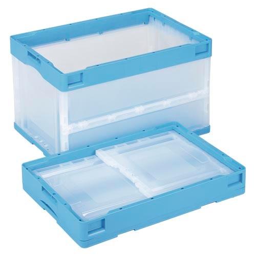●岐阜プラスチック工業　折りたたみコンテナー　ＣＢ−Ｓ５１ＮＲ（ブルー透明）　フタなし／透明　外寸：...