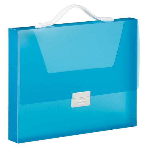 キングジム　シンプリーズ　キャリングケース　グリップタイプ（透明）　Ａ４判　収納幅４０ｍｍ（青）