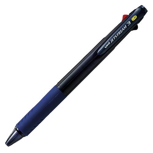 ●三菱鉛筆　ジェットストリーム　３色ボールペン０．３８（黒・赤・青）（本体色：透明ネイビー）