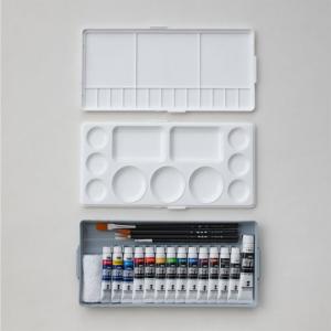 ターナー　ポスターカラー　３原色（水彩）＋プライムセット（１３B）　７ｍｌX3、11mlX12色＋白2０ｍｌX1、デザイン筆３本｜dotkae-ru02